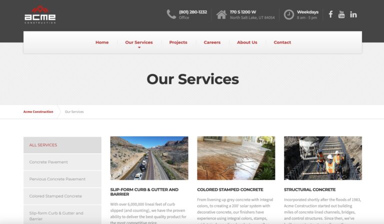 Acme Construction Homepage