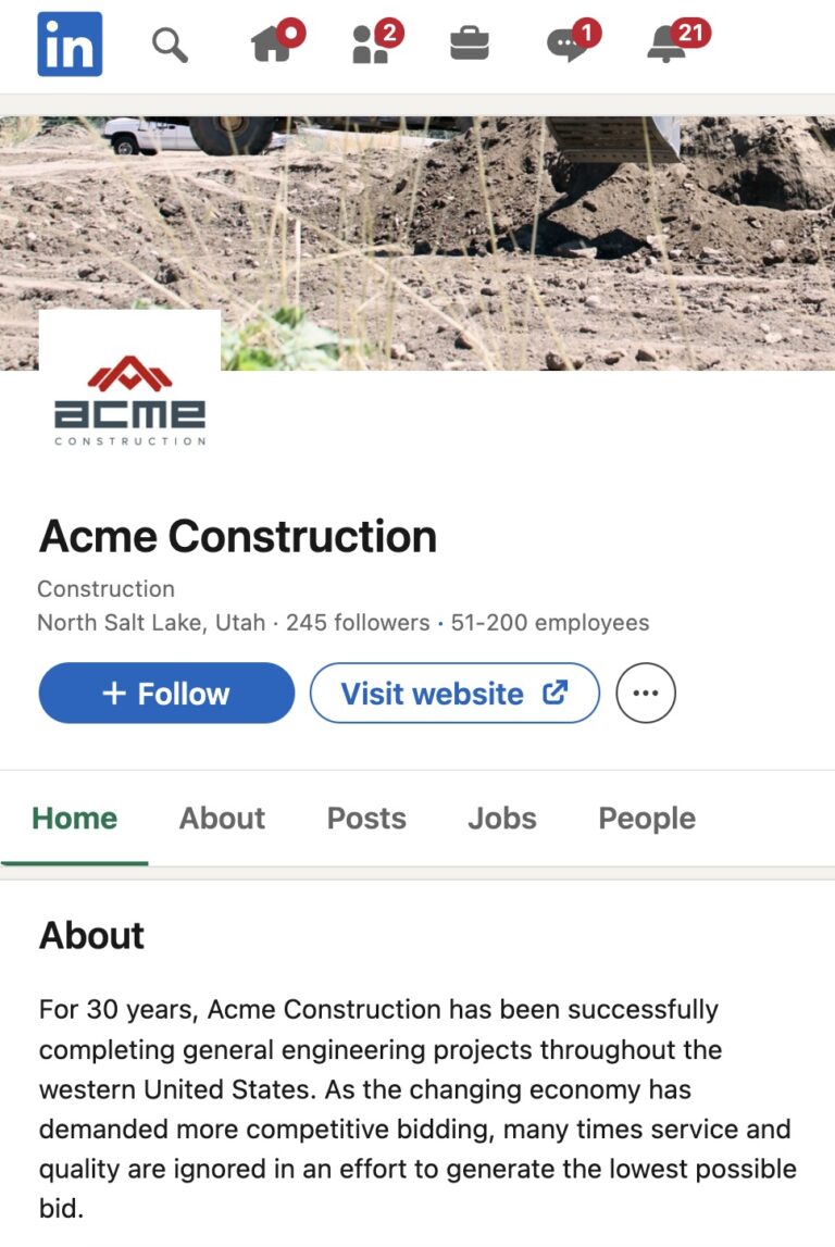 Acme Construction LinkedIn